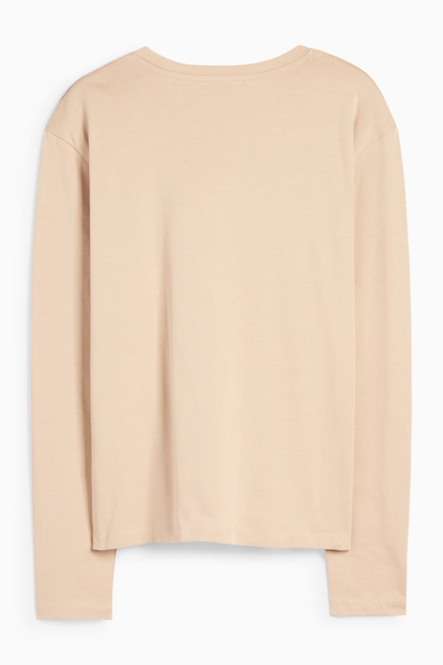 Femmes - Haut à manches longues - motif floral - beige