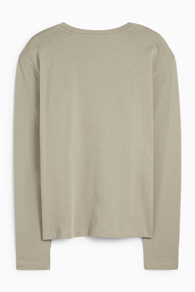 Donna - Maglia a maniche lunghe - a fiori - verde