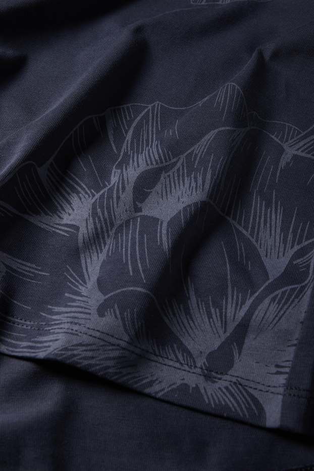 Femmes - Haut à manches longues - motif floral - bleu foncé