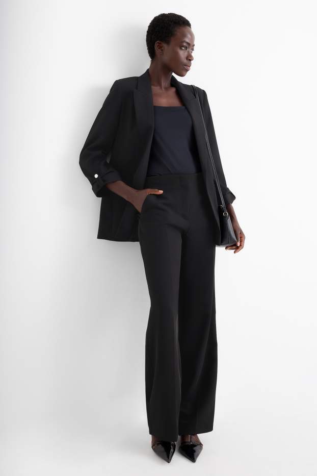 Femei - Pantaloni office - talie medie - regular fit - negru