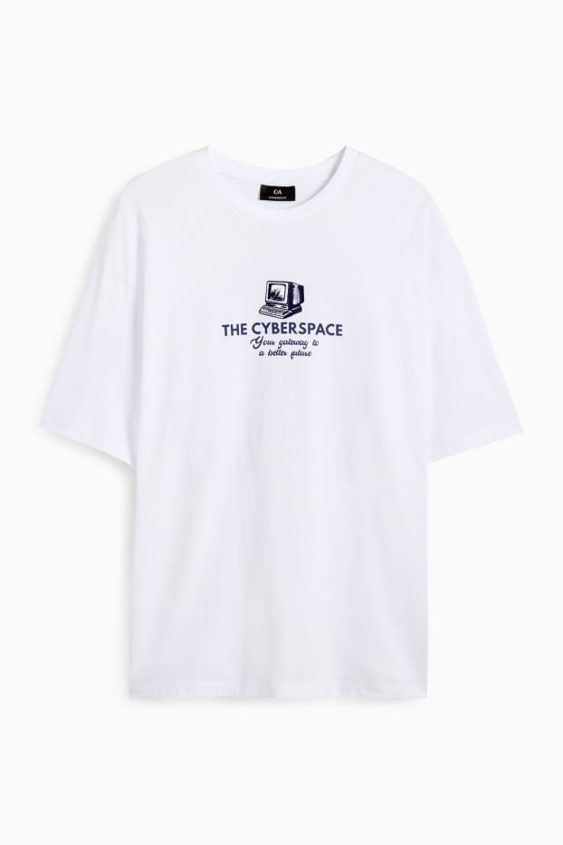 Bărbați - Tricou - supradimensionat - alb