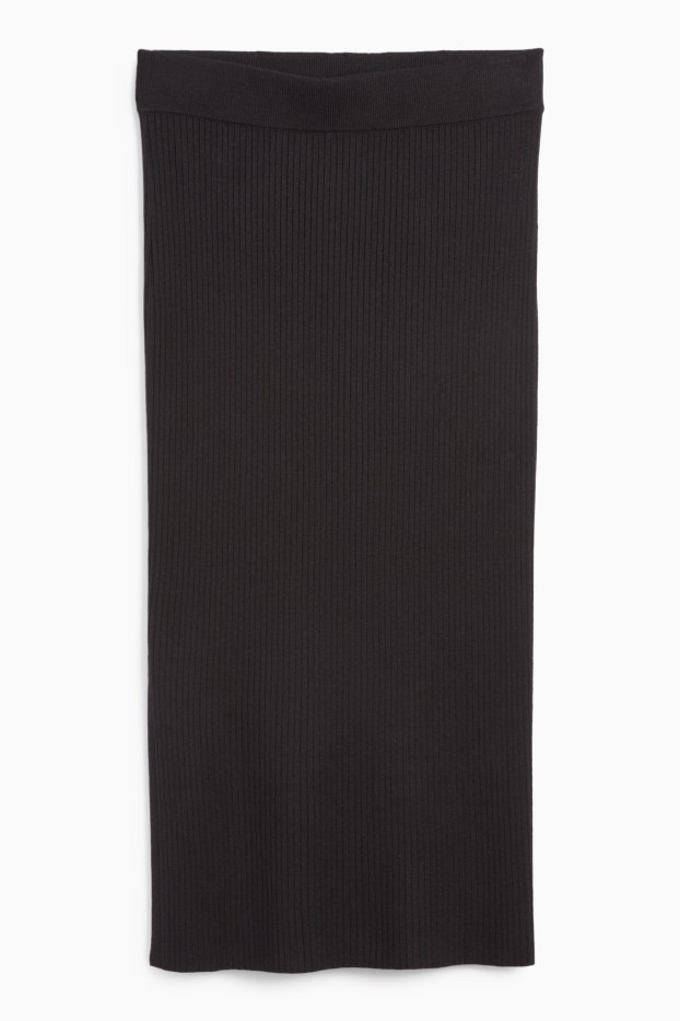 Femei - Fustă din tricot - reiată - negru