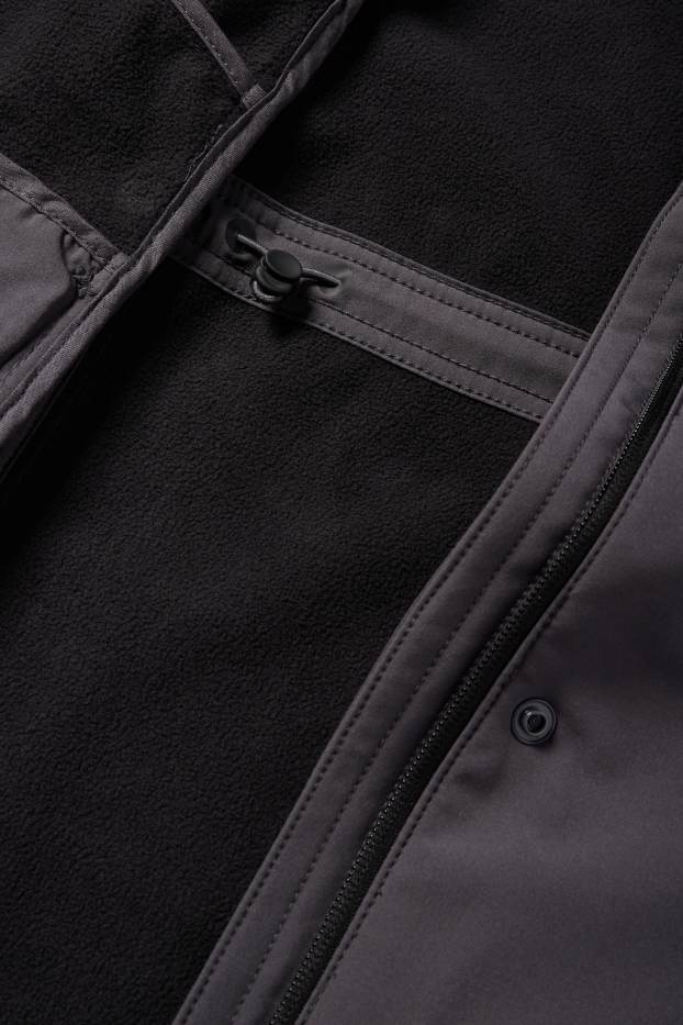 Femei - Geacă softshell cu glugă - rezistentă la apă - 4 Way Stretch - gri închis