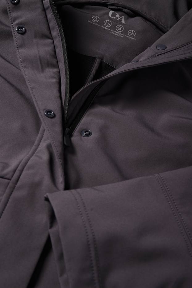 Femei - Geacă softshell cu glugă - rezistentă la apă - 4 Way Stretch - gri închis