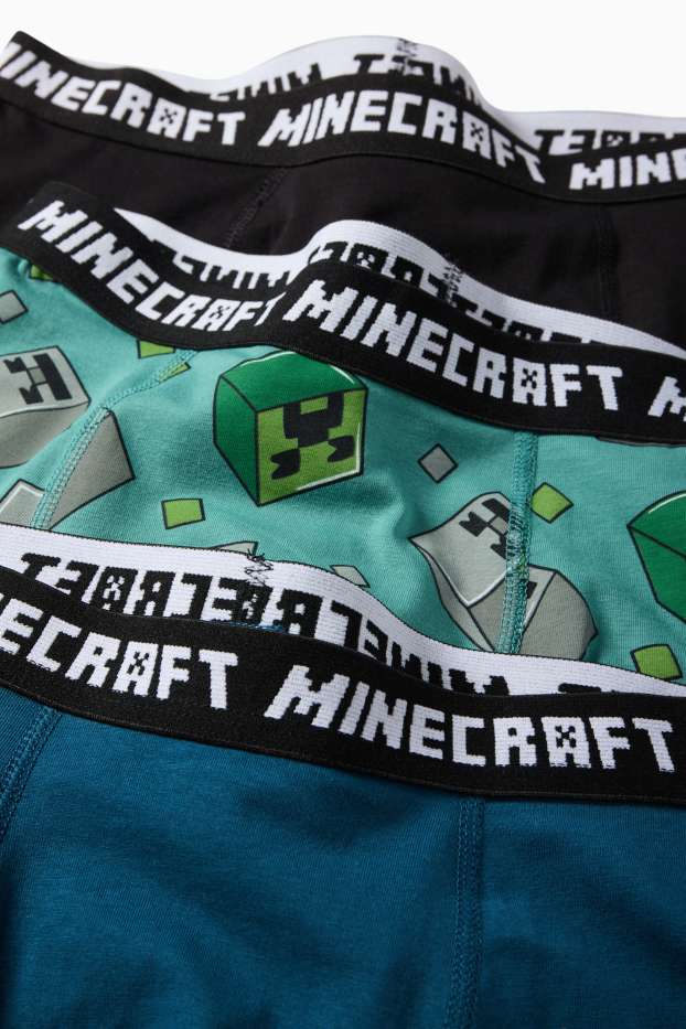 Copii - Băieți - Multipack 3 perechi - Minecraft - boxeri - petrol