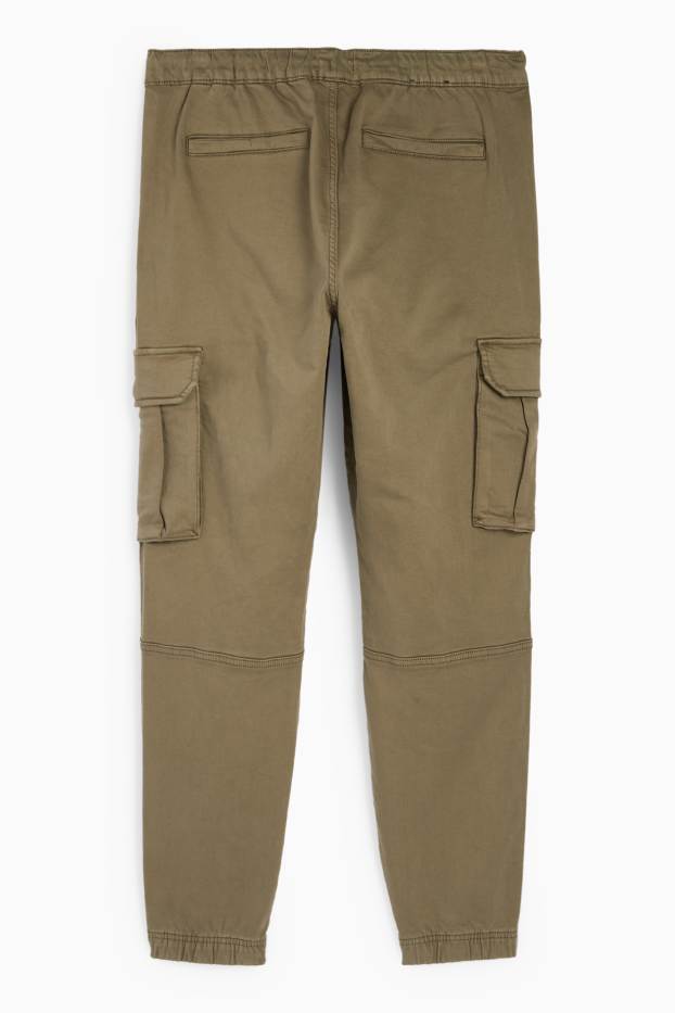 Bărbați - Pantaloni cargo - tapered fit - LYCRA® - verde