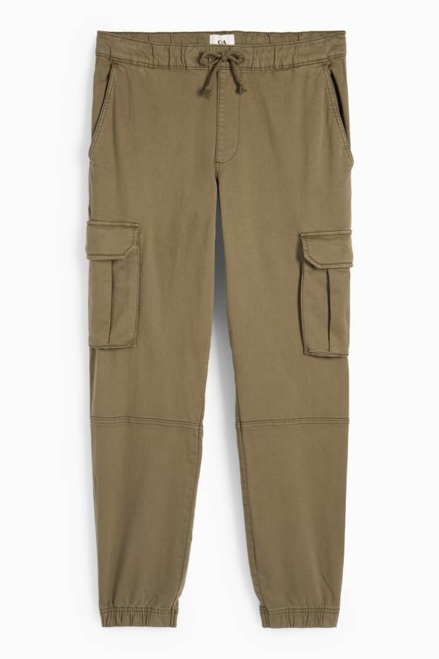 Bărbați - Pantaloni cargo - tapered fit - LYCRA® - verde