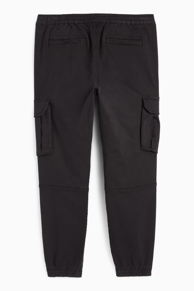 Bărbați - Pantaloni cargo - tapered fit - LYCRA® - negru