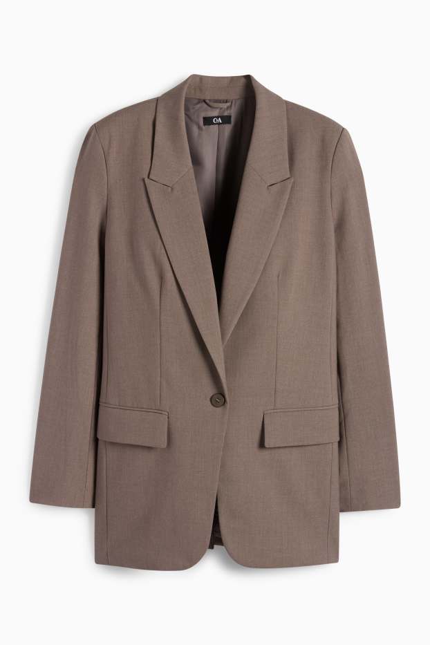 Femei - Blazer lung - relaxed fit - maro melanj