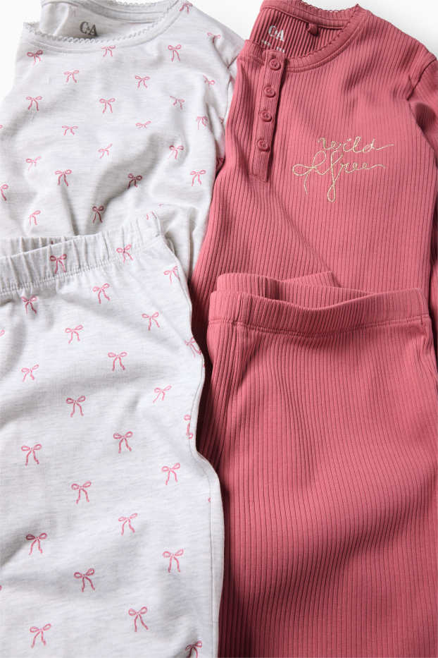 Copii - Fete - Multipack 2 buc. - fundă - pijama - 4 piese - roz închis