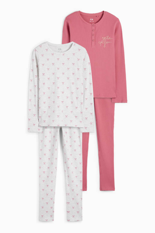 Copii - Fete - Multipack 2 buc. - fundă - pijama - 4 piese - roz închis