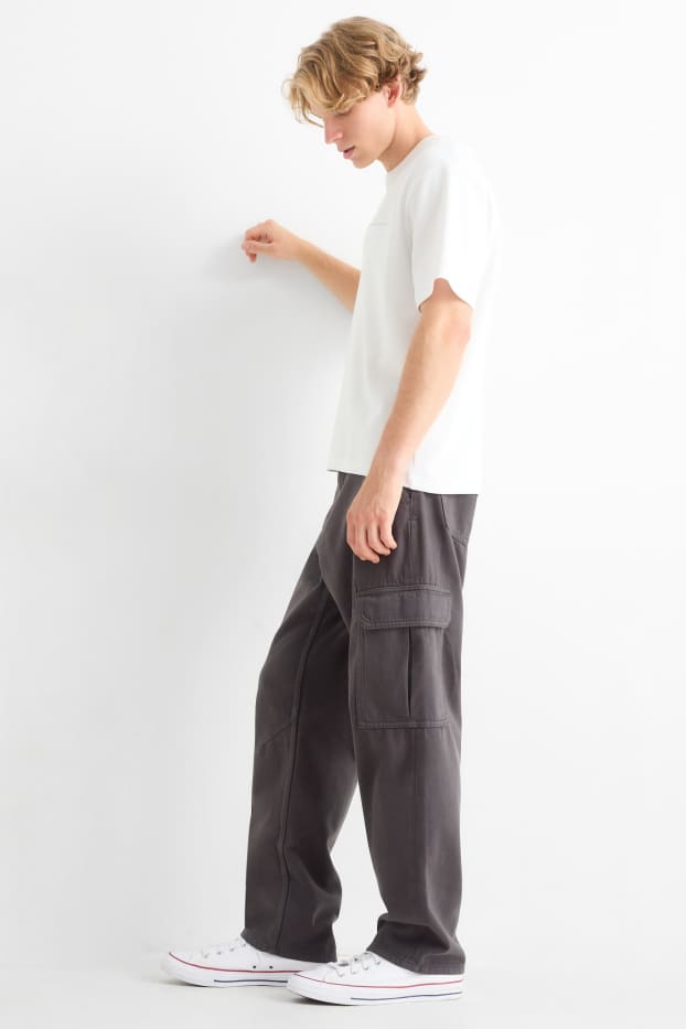 Bărbați - Pantaloni cargo - relaxed fit - gri închis