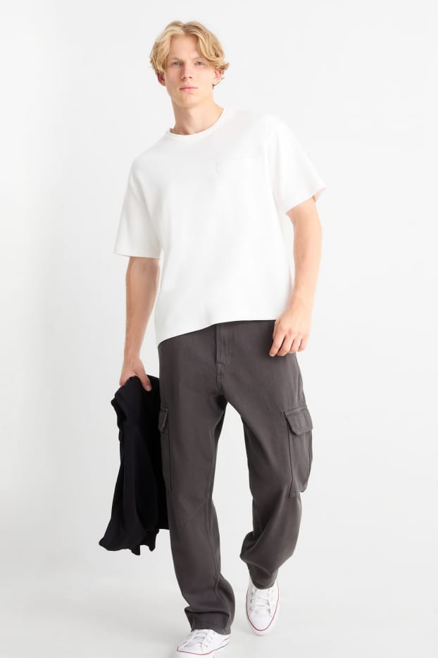 Bărbați - Pantaloni cargo - relaxed fit - gri închis