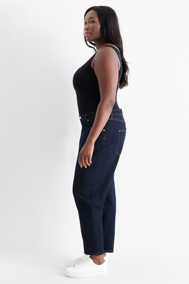 Femei - Mom jeans - talie înaltă - LYCRA® - denim-albastru închis