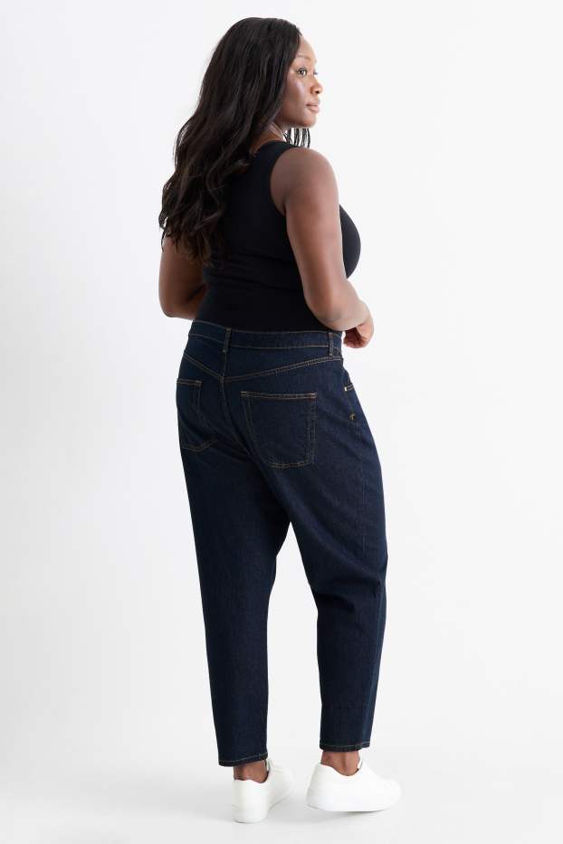 Femei - Mom jeans - talie înaltă - LYCRA® - denim-albastru închis