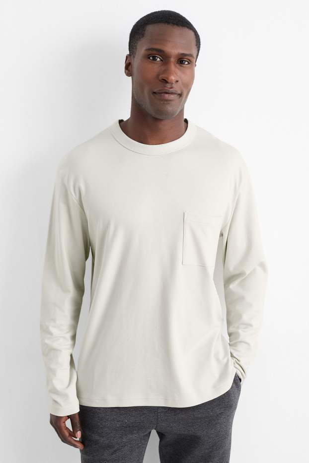 Bărbați - Tricou cu mânecă lungă - alb-crem