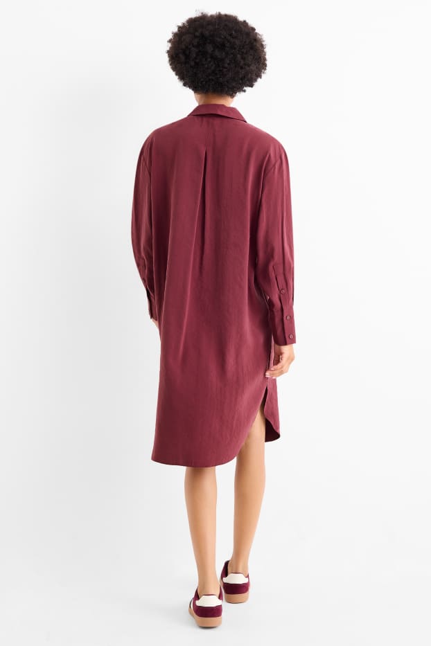 Femei - Rochie tip bluză - bordo