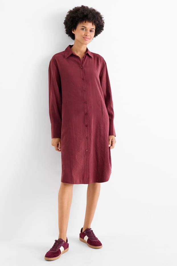 Femei - Rochie tip bluză - bordo