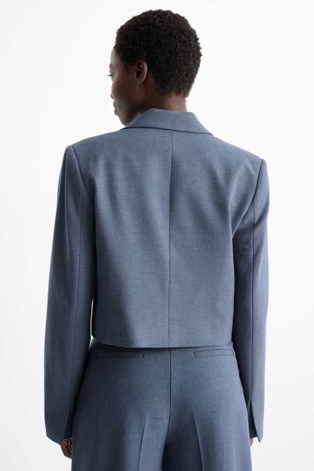 Femei - Blazer crop - regular fit - structurat - albastru închis