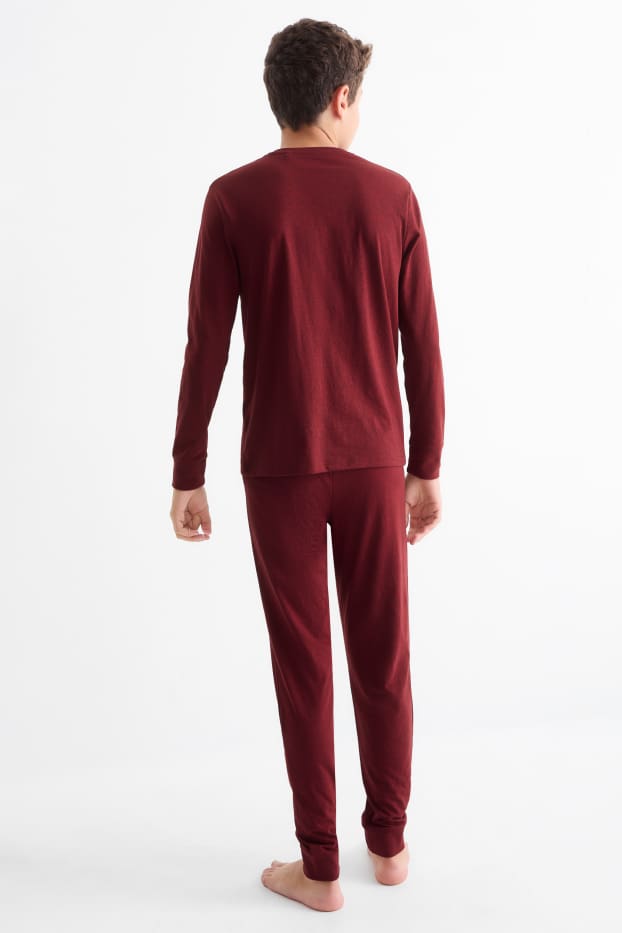 Copii - Băieți - Multipack 2 buc. - lup - pijama - 4 piese - roșu / gri