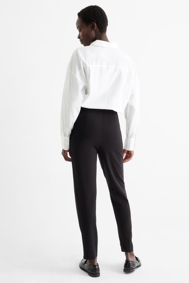 Femei - Pantaloni din jerseu - talie înaltă - slim fit - negru