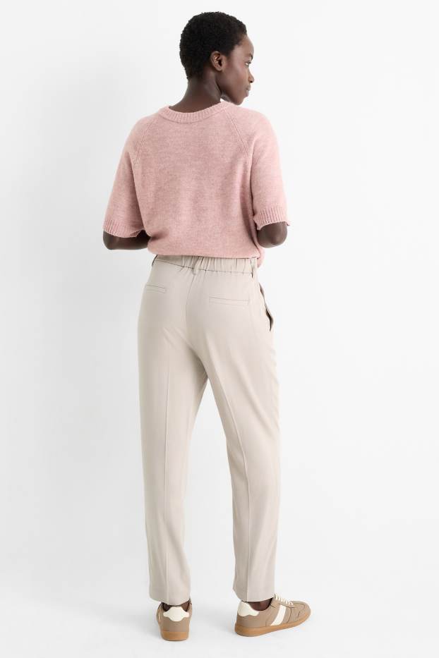 Donna - Pantaloni di stoffa - vita alta - tapered fit - beige chiaro