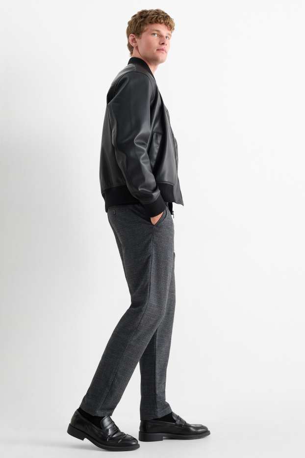 Bărbați - Chino - tapered fit - în carouri - gri închis