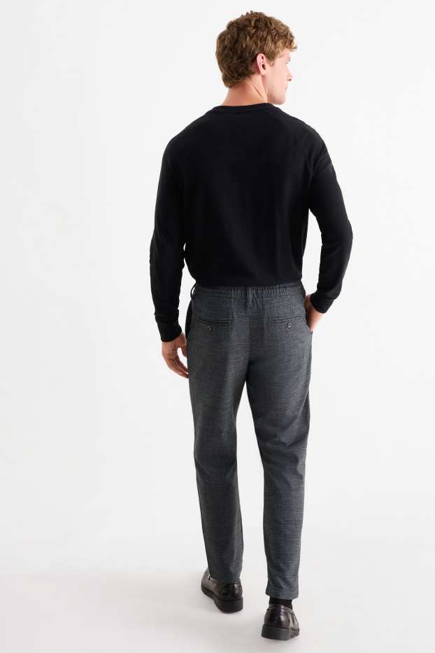Bărbați - Chino - tapered fit - în carouri - gri închis