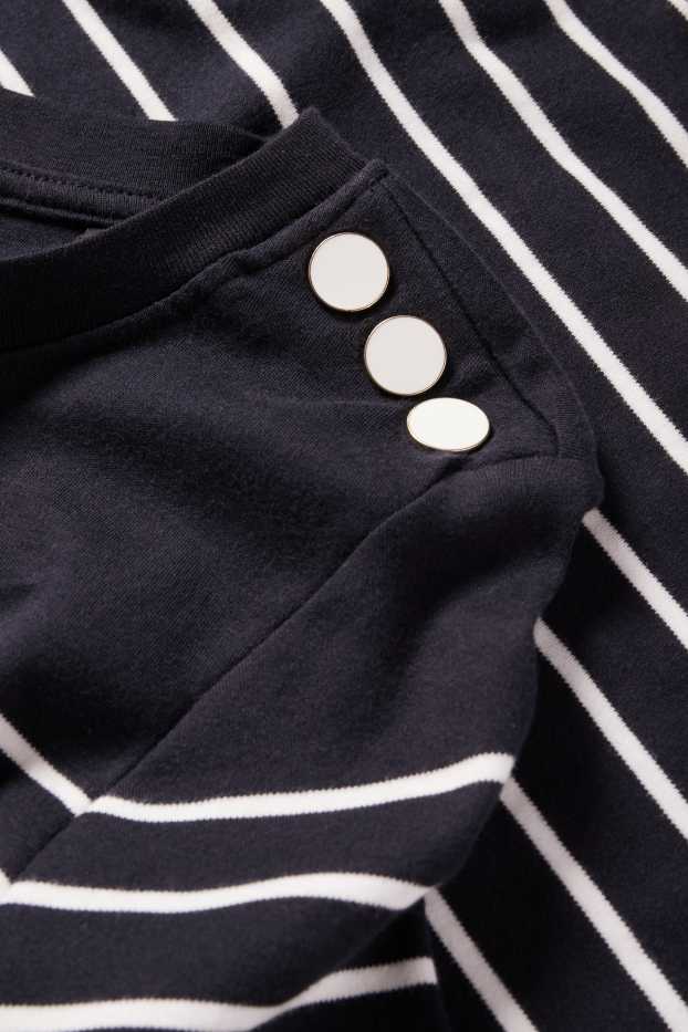 Women - Long sleeve top - striped - dark blue