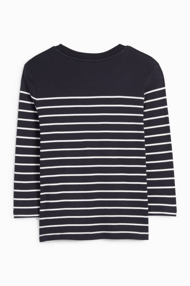 Women - Long sleeve top - striped - dark blue
