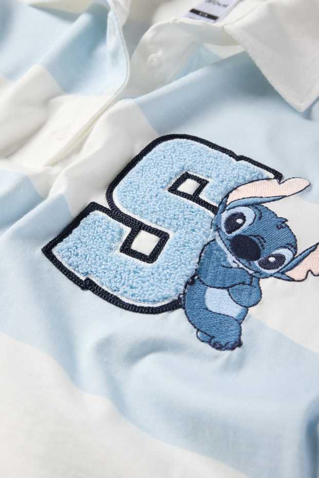 Copii - Fete - Lilo & Stitch - tricou polo - cu dungi - alb / albastru deschis