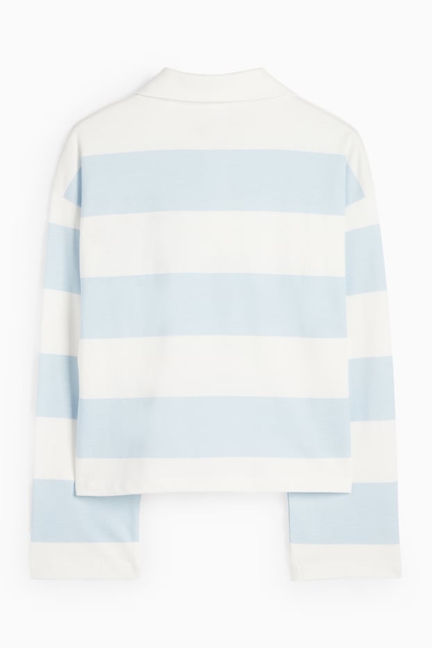 Copii - Fete - Lilo & Stitch - tricou polo - cu dungi - alb / albastru deschis