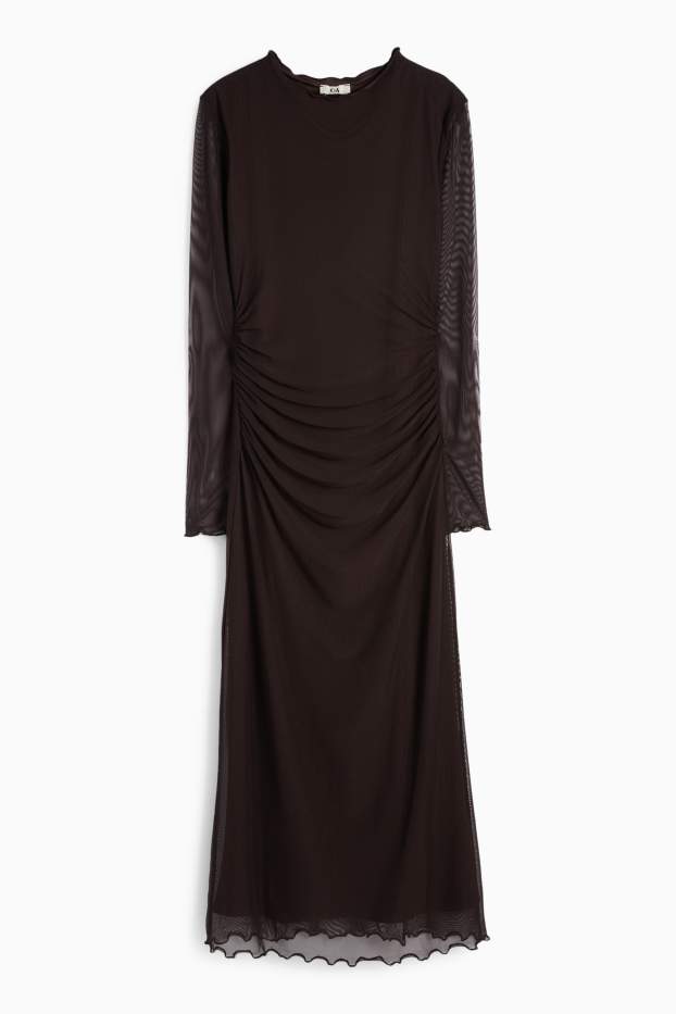 Femei - Rochie plasă - maro închis