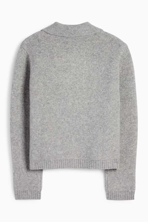 Femei - Cardigan tricotat - gri