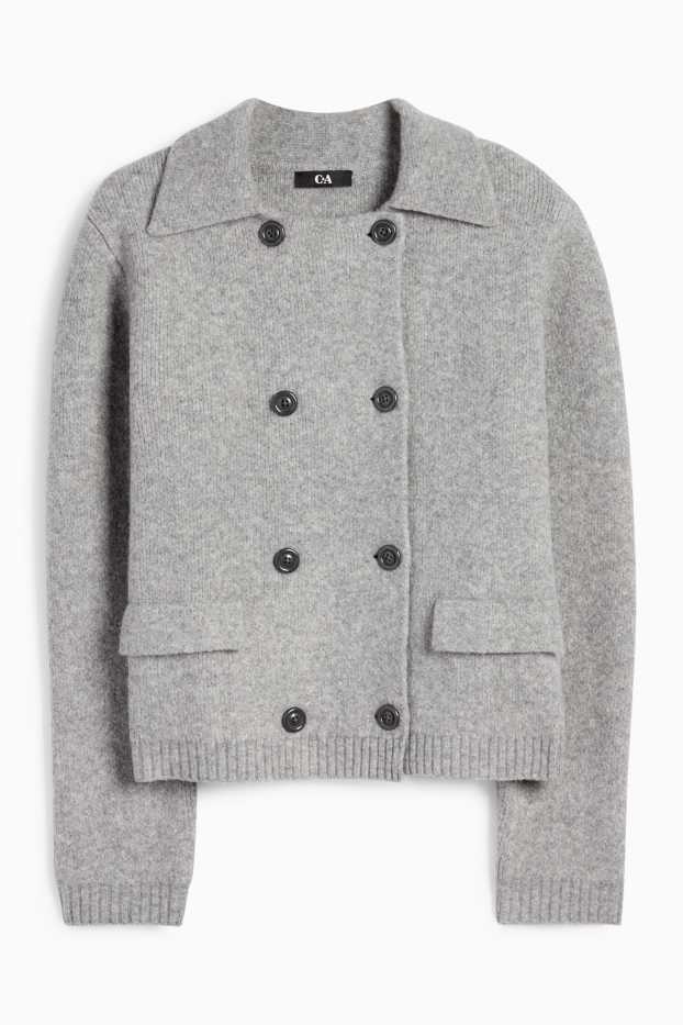 Femei - Cardigan tricotat - gri