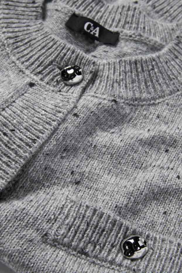Femei - Cardigan tricotat - gri deschis