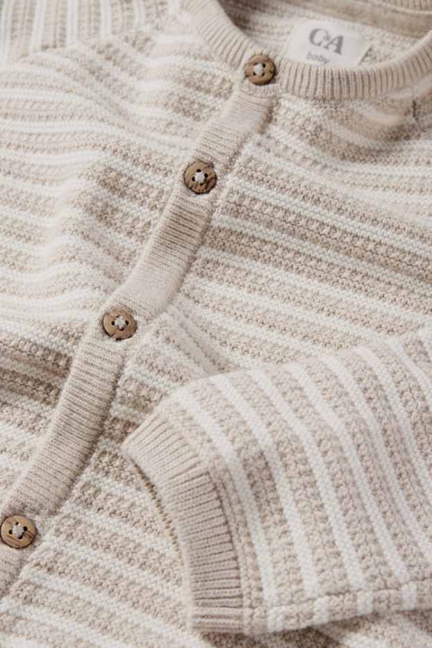 Unisex - Cardigan tricotat bebeluși - cu dungi - structurat - bej deschis