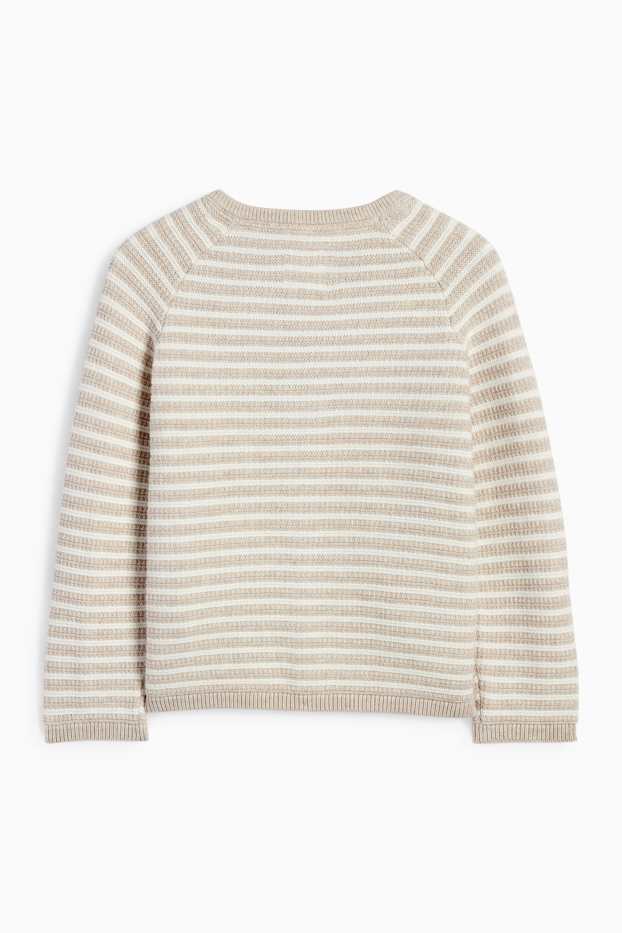 Unisex - Cardigan tricotat bebeluși - cu dungi - structurat - bej deschis
