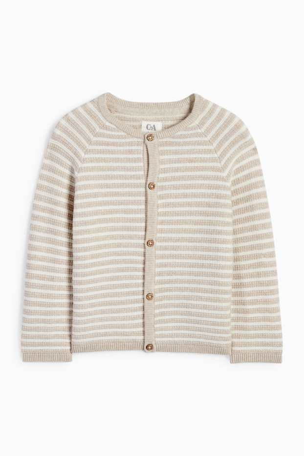 Unisex - Cardigan tricotat bebeluși - cu dungi - structurat - bej deschis