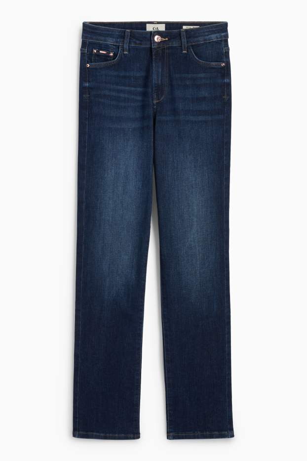 Femei - Straight jeans - talie medie - LYCRA® - denim-albastru