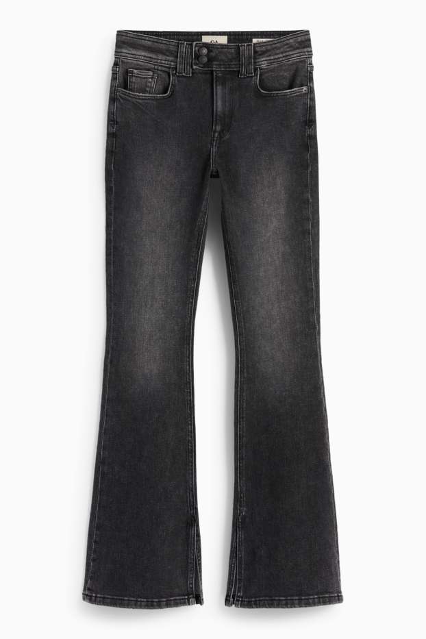 Femei - Flared jeans - talie medie - denim-gri