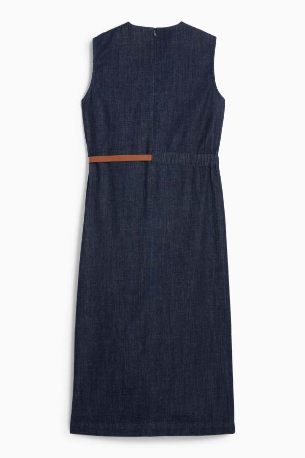 Femei - Rochie bodycon din denim cu curea - denim-albastru închis