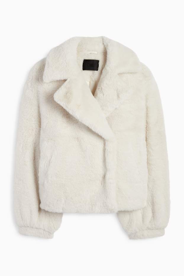 Women - Faux fur jacket - cremewhite