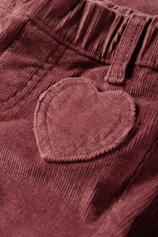 Copii - Fete - Inimă - pantaloni din catifea reiată - bordo