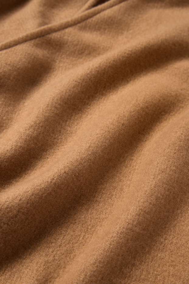 Femei - Poncho cu franjuri - maro deschis