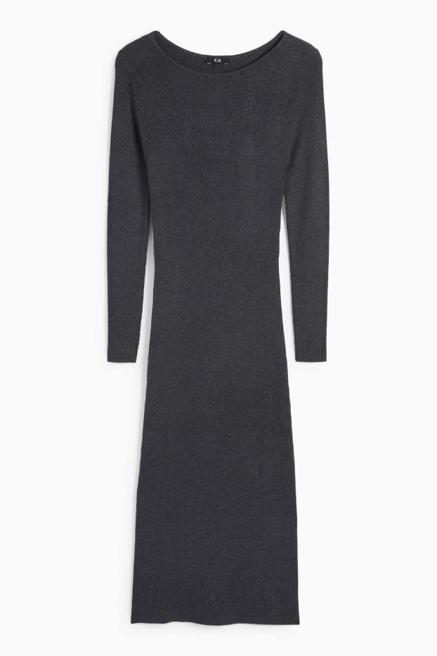 Femei - Rochie bodycon - reiată - gri închis
