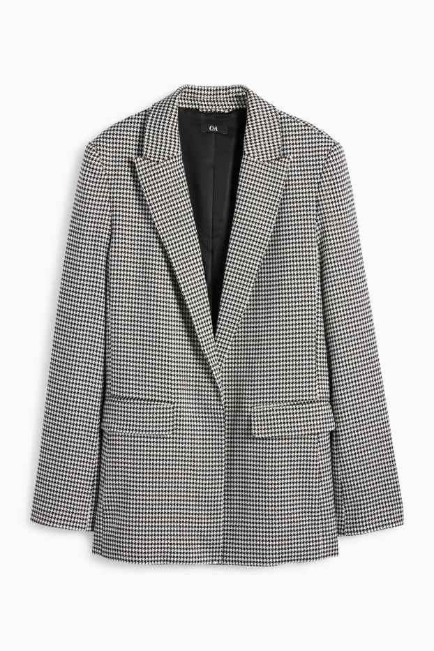 Femei - Blazer lung - regular fit - în carouri - negru / alb