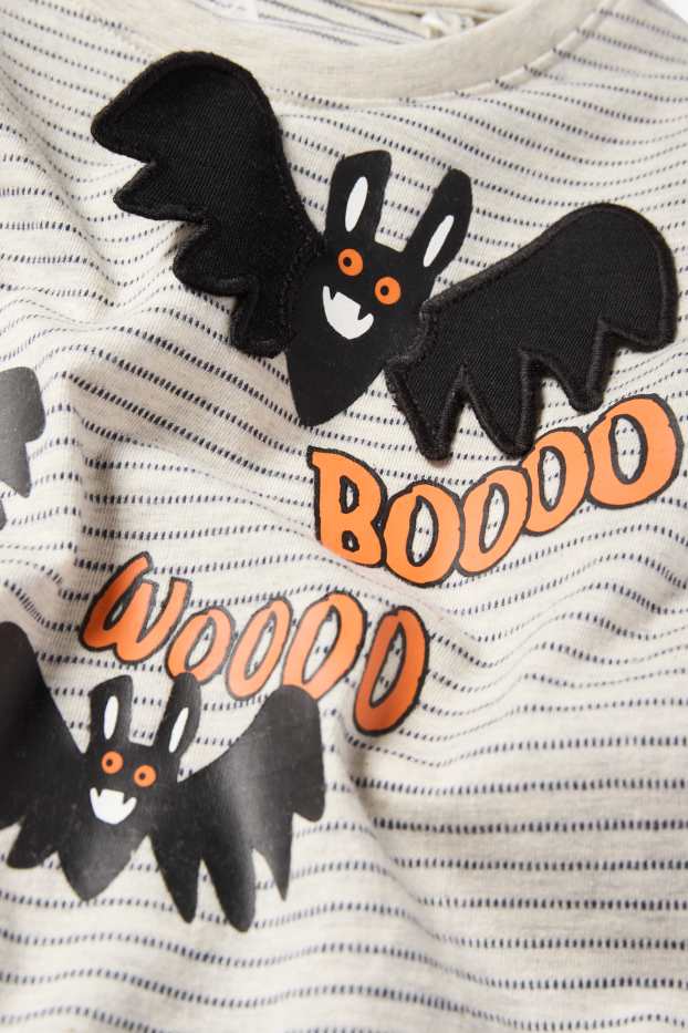 Copii - Băieți - Liliac - tricou cu mânecă lungă - cu dungi - alb-crem