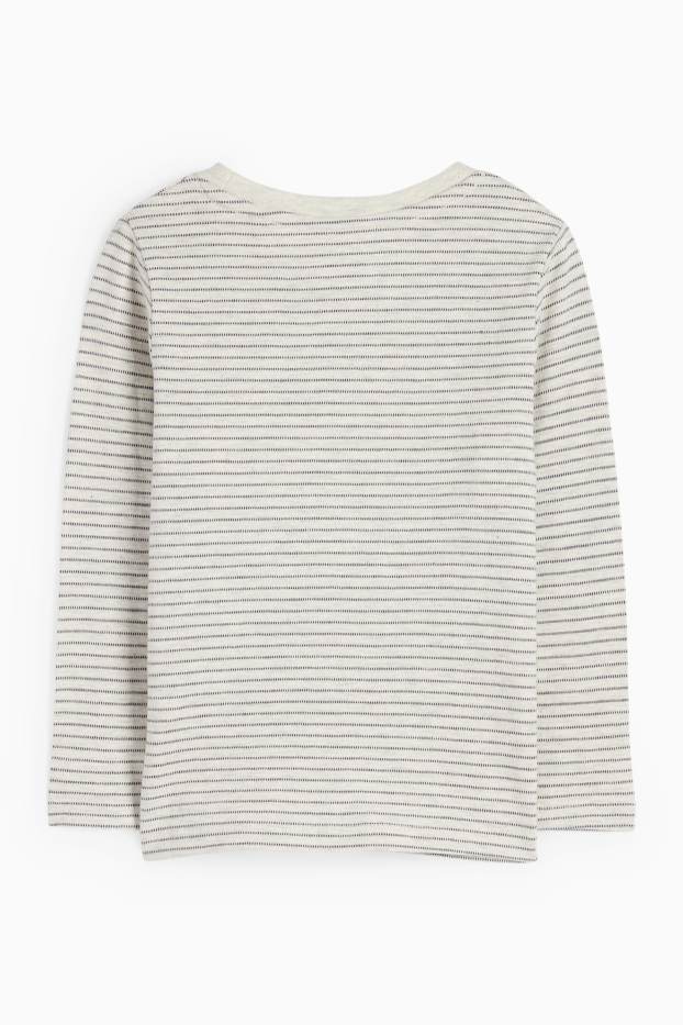 Copii - Băieți - Liliac - tricou cu mânecă lungă - cu dungi - alb-crem