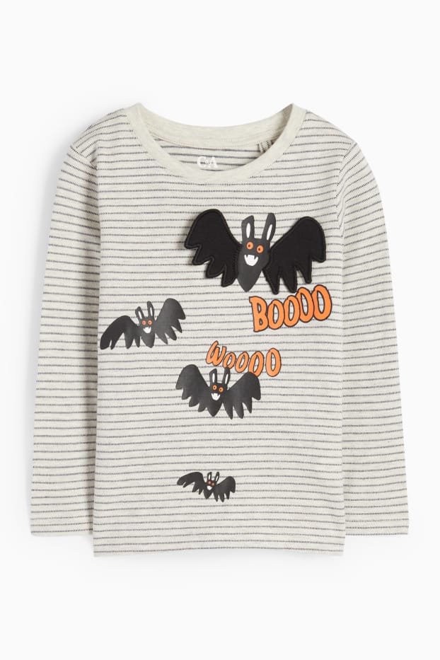 Copii - Băieți - Liliac - tricou cu mânecă lungă - cu dungi - alb-crem